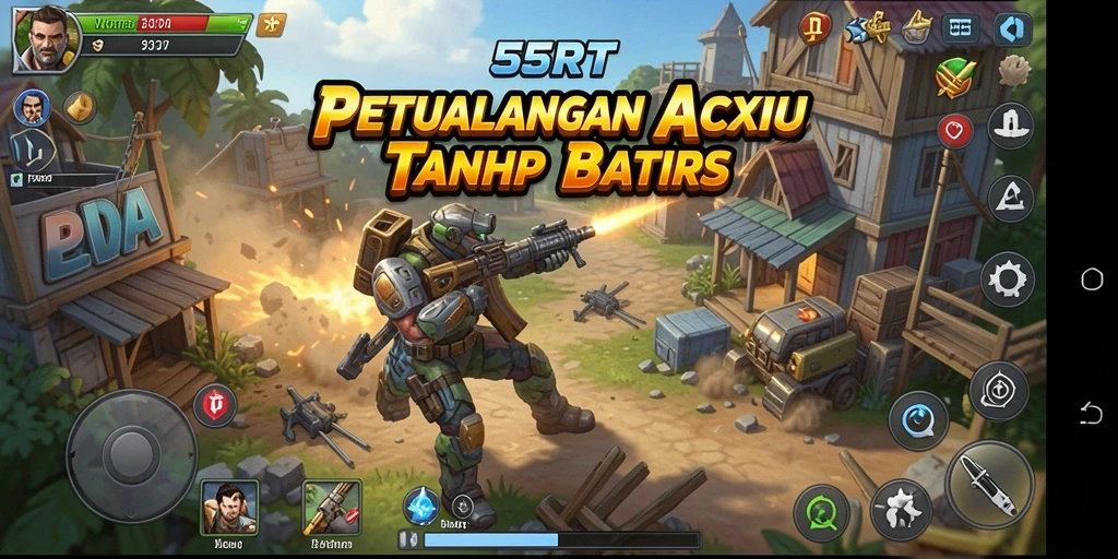 Tampilan gameplay ARPG penuh aksi dalam 55RT.