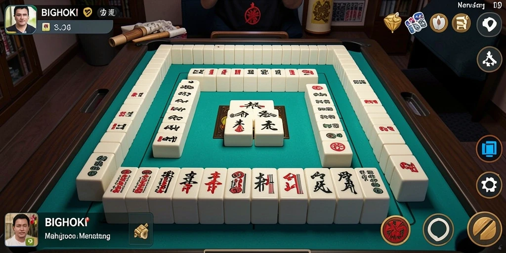Screenshot gameplay BIGHOKI dengan tampilan menarik dan ubin Mahjong.