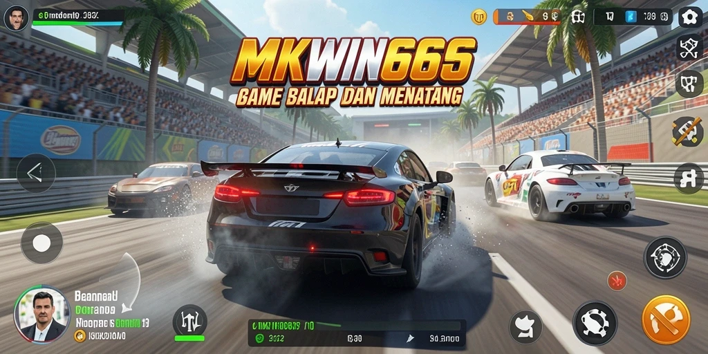 Screenshot gameplay MKWIN666 yang menampilkan aksi balap seru.