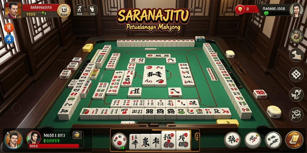 Tampilan gameplay seru SARANAJITU dalam Mahjong.